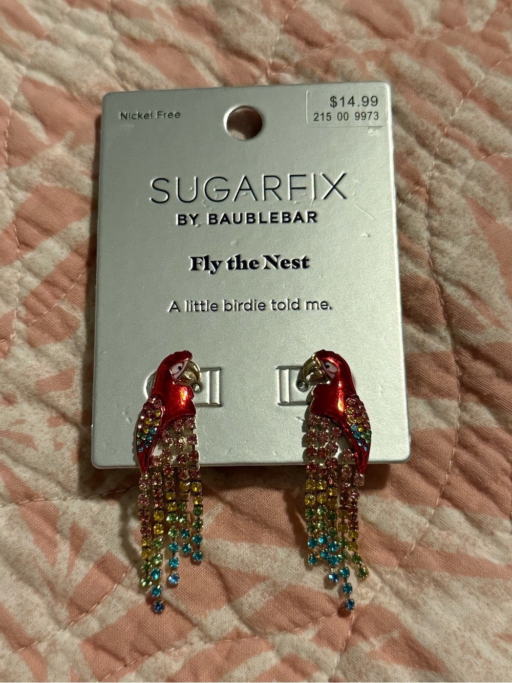 Sugarfix by BaubleBar Red Parrot Rhinestone Cascade Drop Statement Earrings